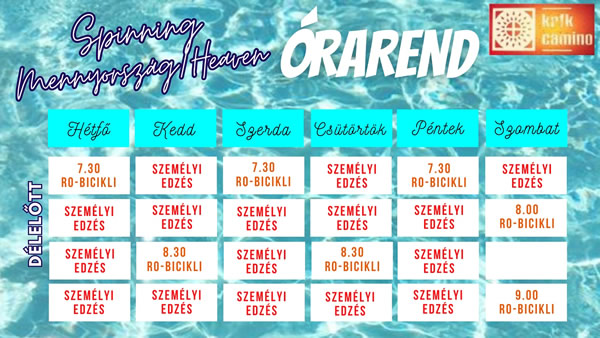 KRFK Camino Órarend, Fitness, Spinning
